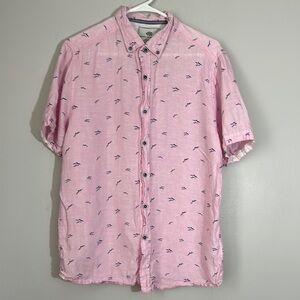 Report collection 100% Linen Pink Patterned Men's Shirt size L